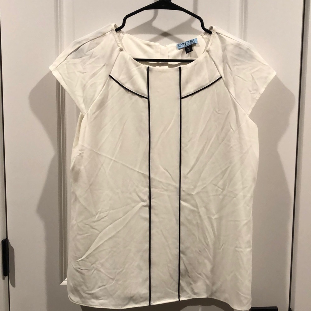 Cynthia Rowley cap sleeve pinstripe blouse - M